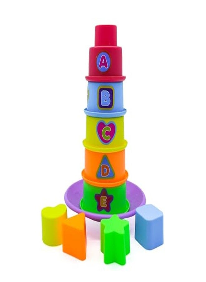 MAPA PLAY Giraffe N Friends Match N Stack 6 Colorful Cups for 3+ Age Kids Shape Sorter Building Blocks Game for Kids (Multicolor), Pack of 1 - Image 3